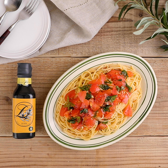 完熟トマトと青じそのお手軽スパゲッティ