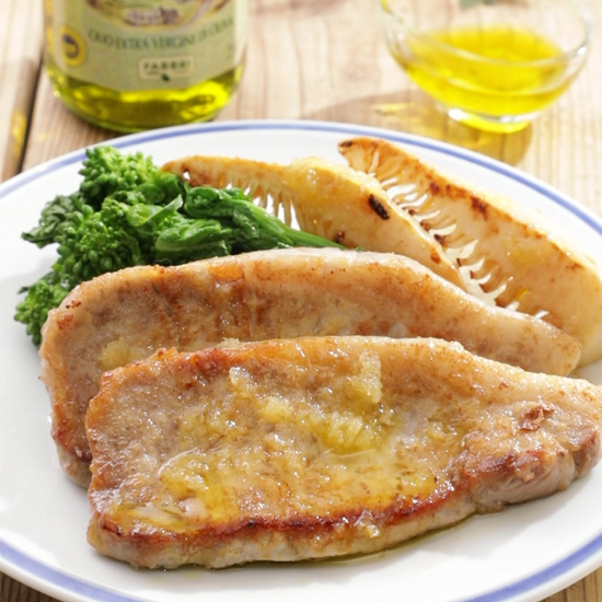 豚肉と春野菜のソテー ジンジャーオリーブソース