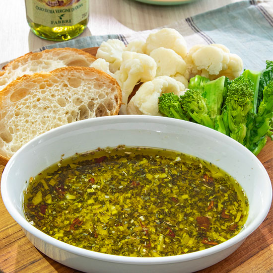 季節野菜とバゲットのオリーブオイルディップ