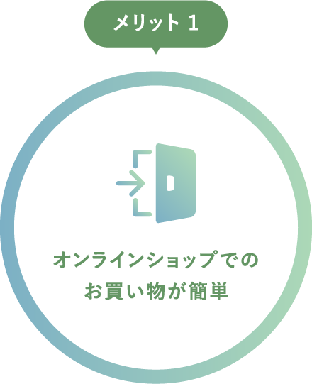 メリット1　オンラインショップでのお買い物が簡単