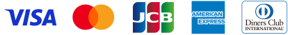 VISA、MASTER、JCB、AMEX(ANERICAN EXPRESS)、DINERS