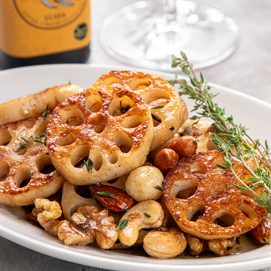 焼きれんこんとナッツのバルサミコマリネ