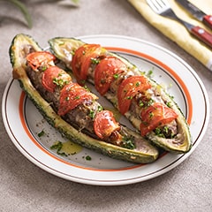 ゴーヤボートの肉詰め