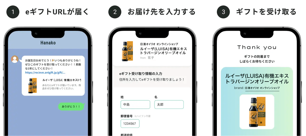 相手の住所を知らなくてもギフトを贈れる「eギフト」を導入しました 
